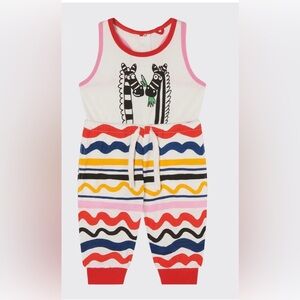 Stella McCartney Kids White Romper with Pink & Red Trim
